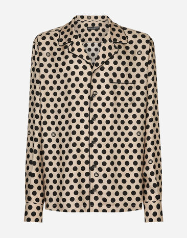 Dolce & Gabbana Silk shirt with polka-dot print and DG logo Print G5JH9TIS1VS