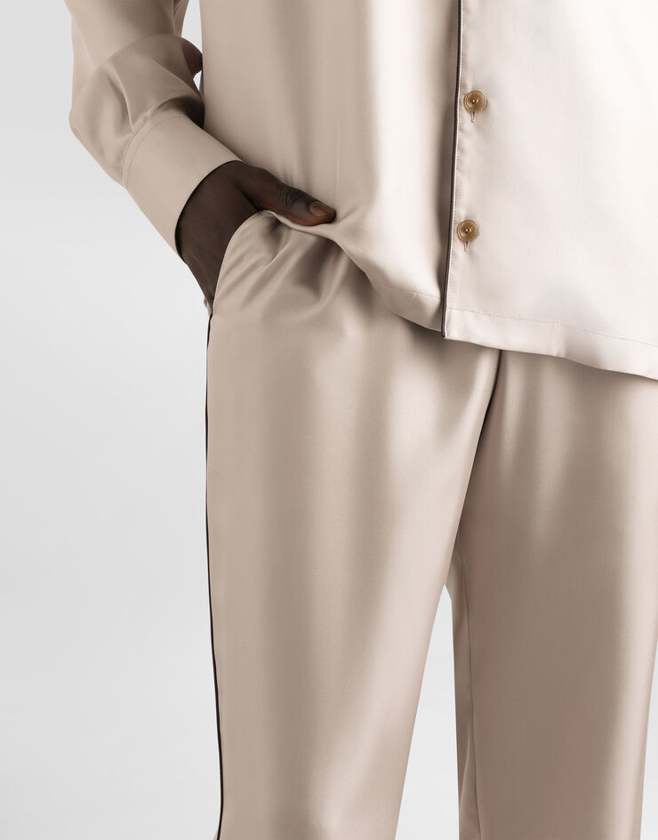 Dolce & Gabbana Vanity silk trousers with embroidery Beige GVRMAZGK252