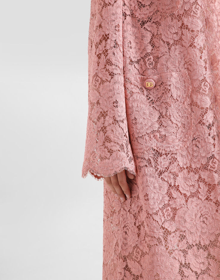 Dolce & Gabbana DG logo floral cordonnet lace coat Multicolor F0W2XTHLM7L