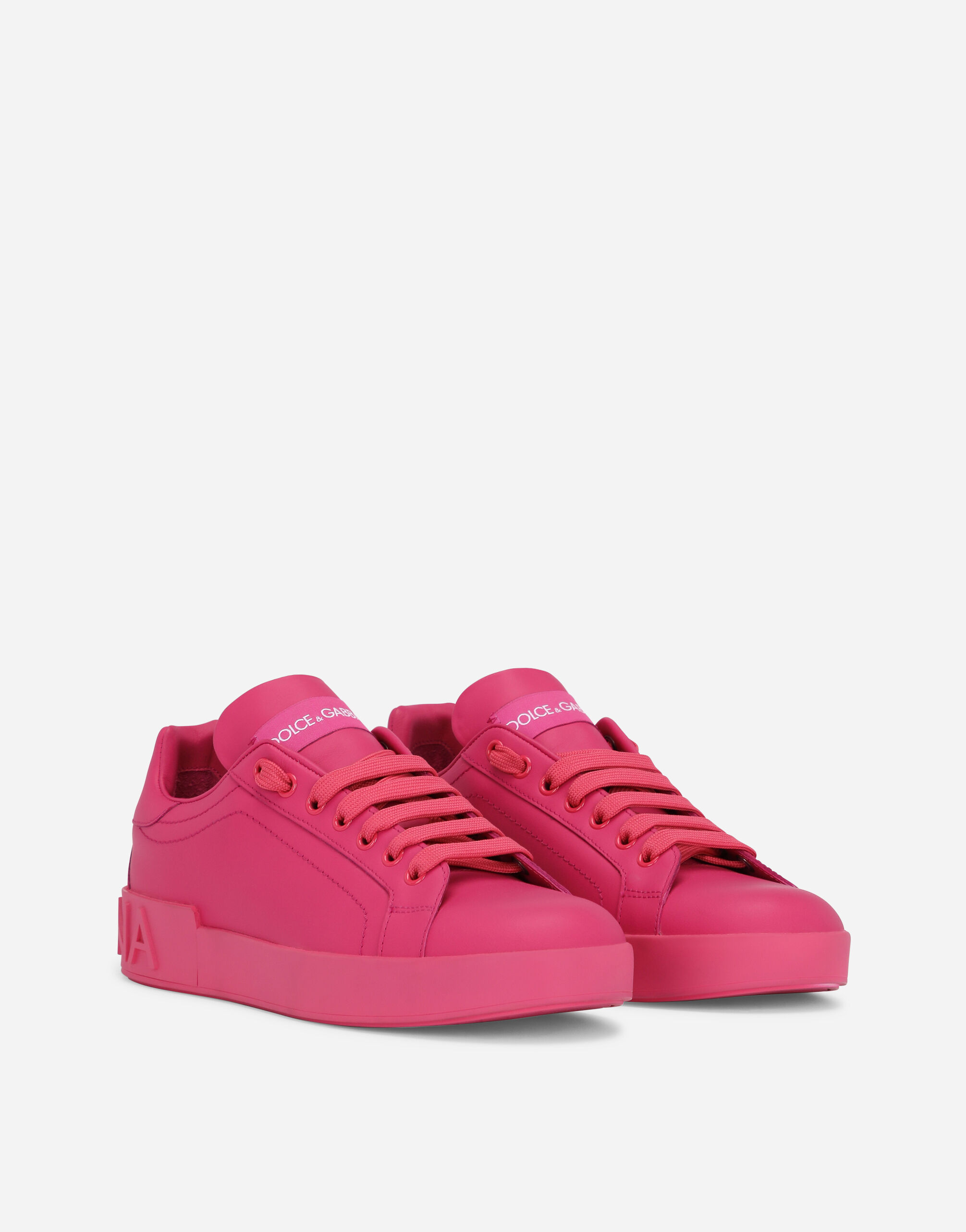 Calfskin Portofino sneakers in Pink for Women Dolce Gabbana US