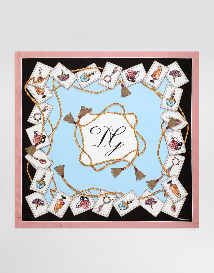 Dolce & Gabbana Perfume-print silk twill scarf 90x90 Multicolor FN090RGDDLP