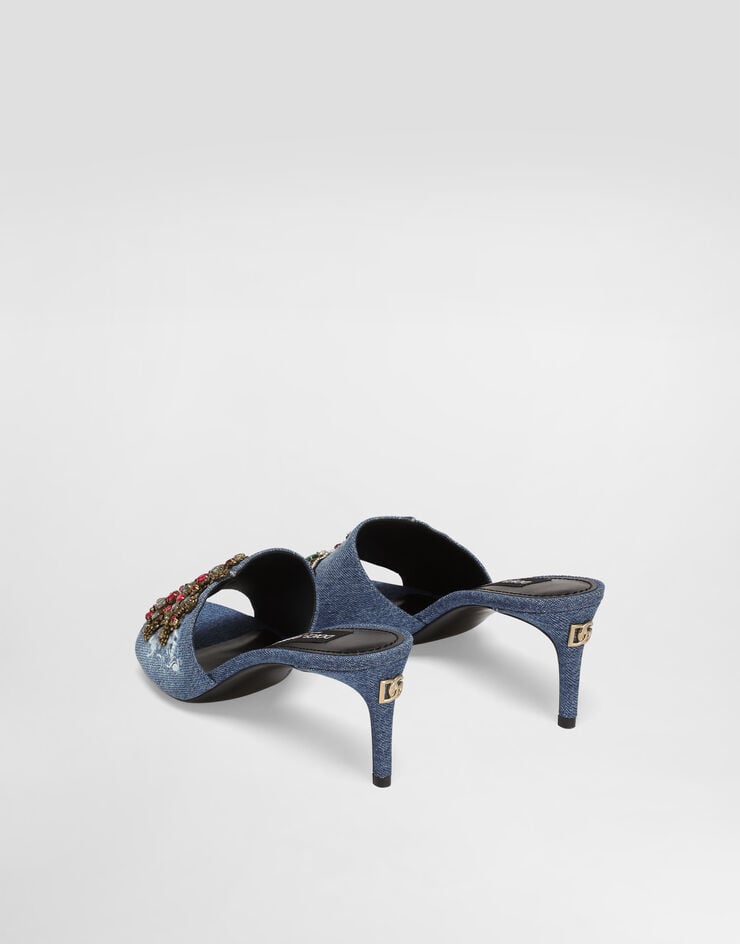 Dolce & Gabbana Denim sandals with patches and embroidery Multicolor CR1893AN624