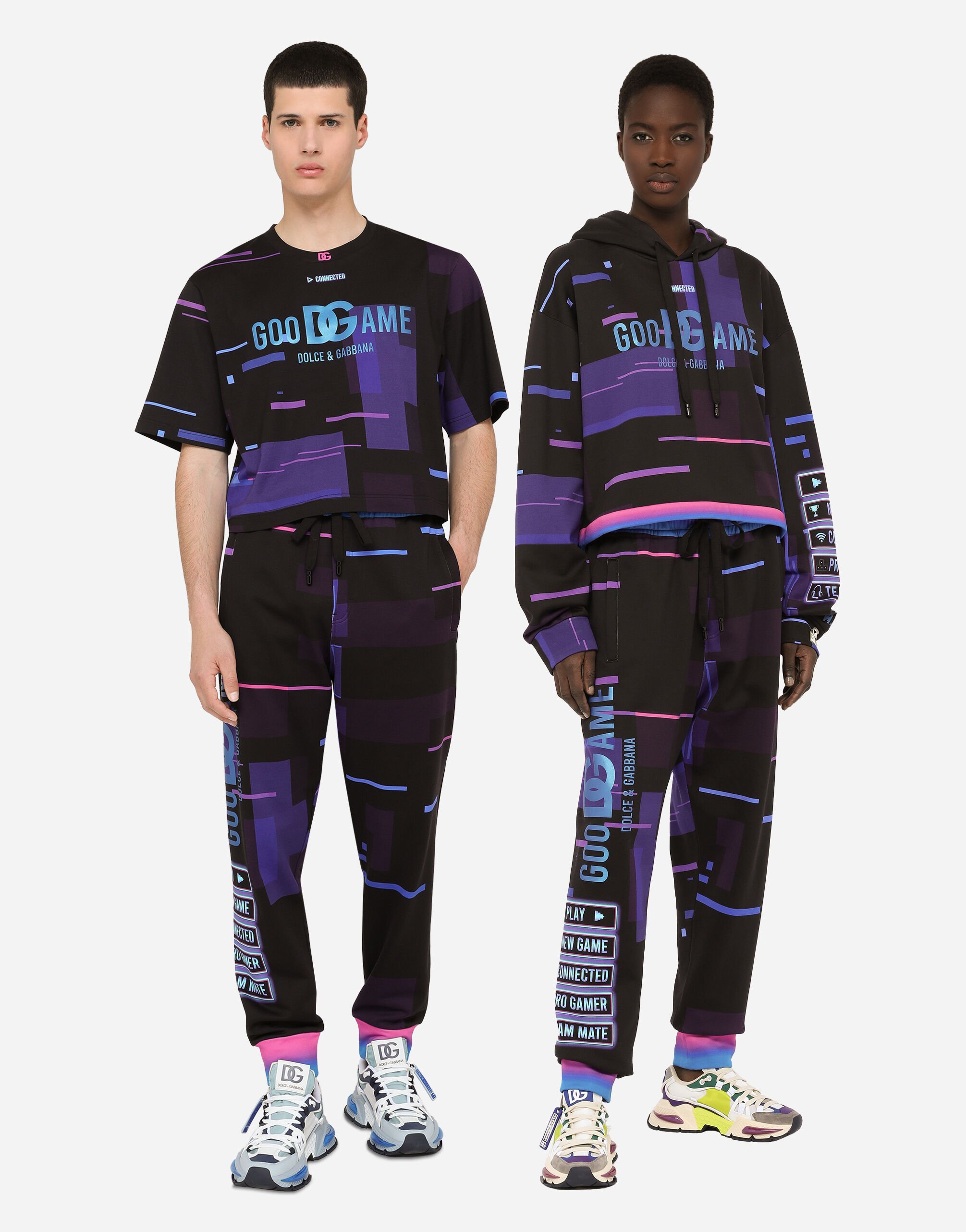 Jersey jogging pants with GooDGame print in Multicolor for Men Dolce Gabbana US