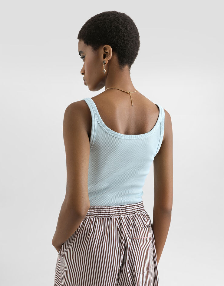 Dolce & Gabbana Ribbed tank top Azure F8W45TFU7AV