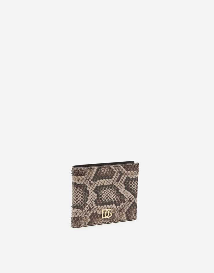 Dolce & Gabbana DG 交叉造型徽标蛇皮折叠钱包 鸽灰色 BP2463A2043