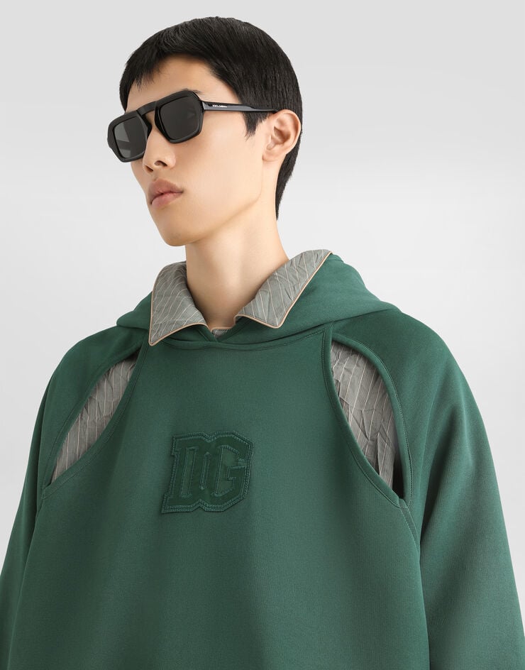 Dolce & Gabbana Treated cotton hoodie Green G9CDBZG7P0U