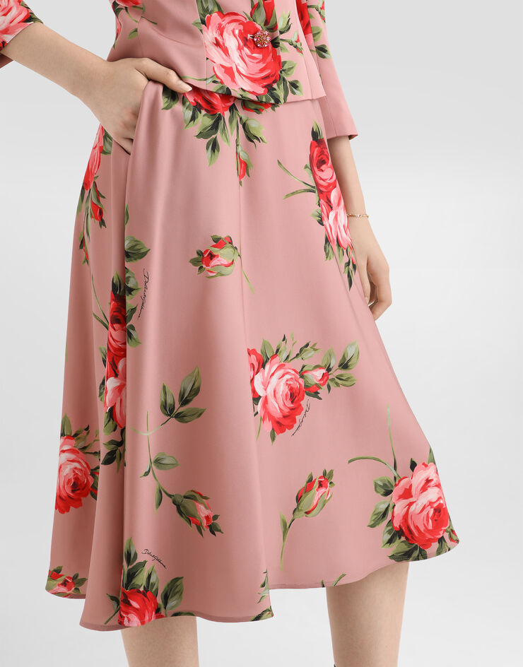 Dolce & Gabbana Rose bouquet-print midi skirt Multicolor F4C02TFSA8Q