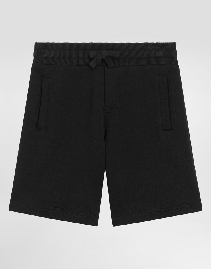 Dolce & Gabbana Jersey jogging shorts with logo tag Black L4JQD4G7I2P