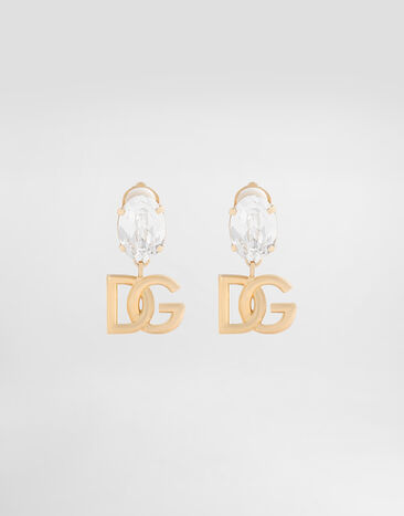 Dolce & Gabbana Earrings with rhinestones and DG logo Gold WEO8S1W1111
