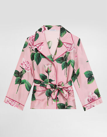 Dolce & Gabbana Twill shirt with rose print Print L56S24HS5SU