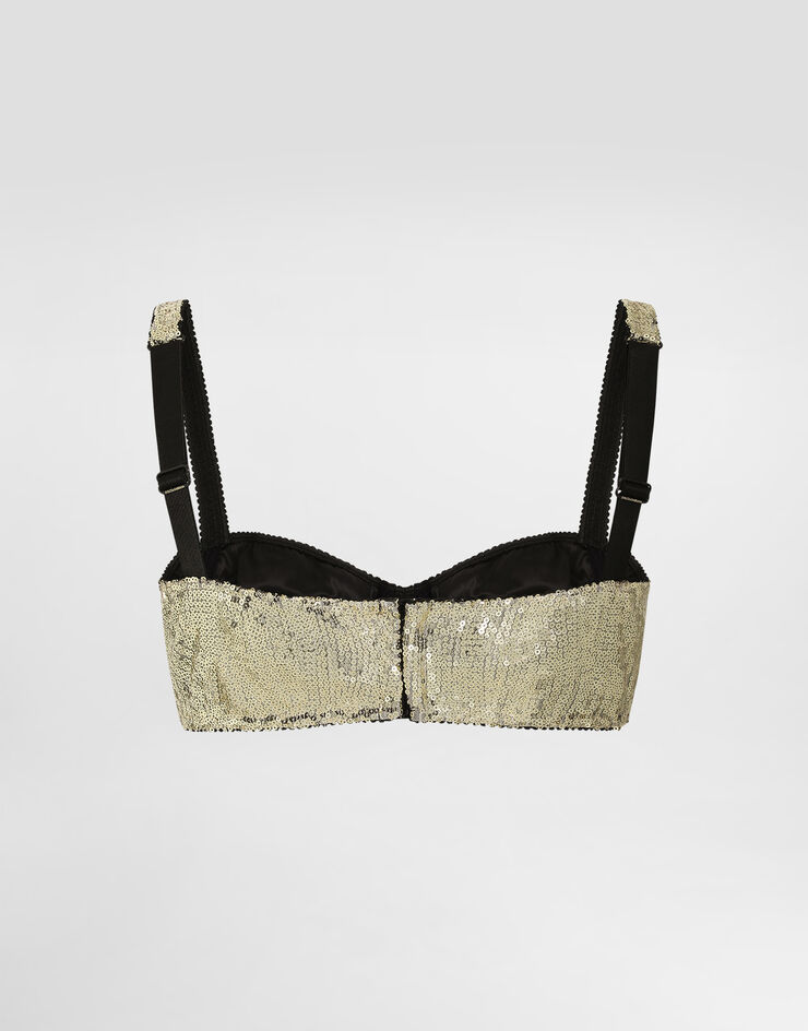 Dolce & Gabbana Reggiseno a balconcino ricamato in micro paillettes Oro O1B36TON05C
