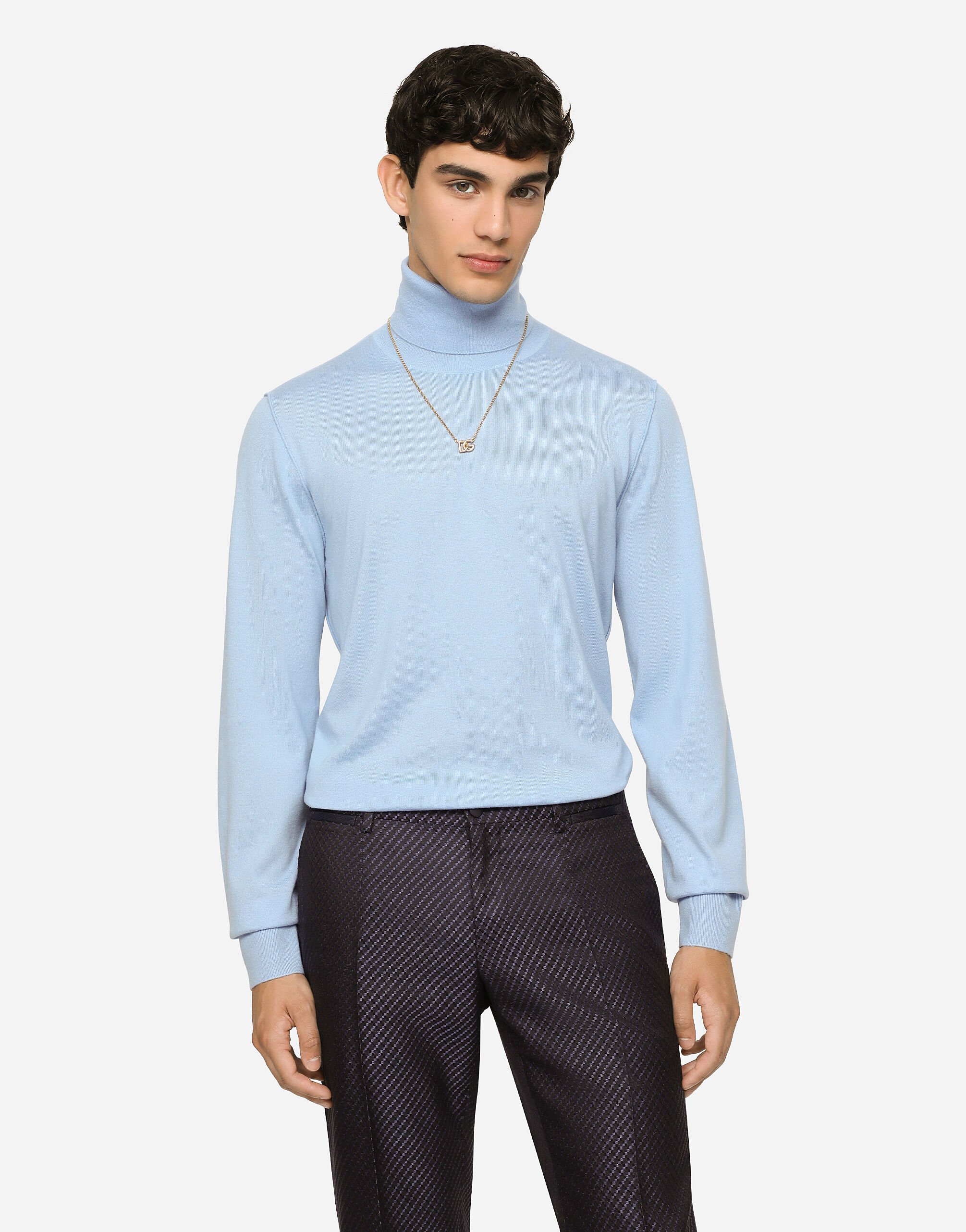 Mens silk online mock neck sweater