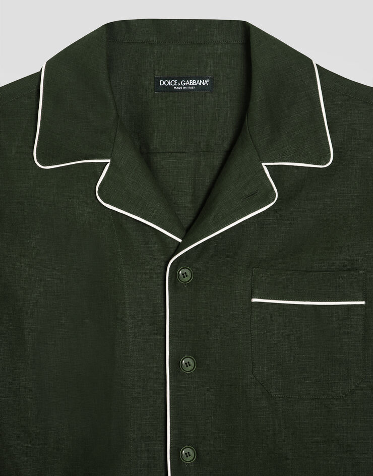 Dolce & Gabbana Linen fabric Hawaiian shirt Green G5NF5TFU4MC