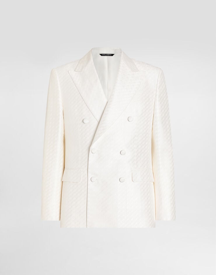 Dolce & Gabbana Double-breasted sicilia light jacquard jacket with micro pattern White G2TV8THJMQY