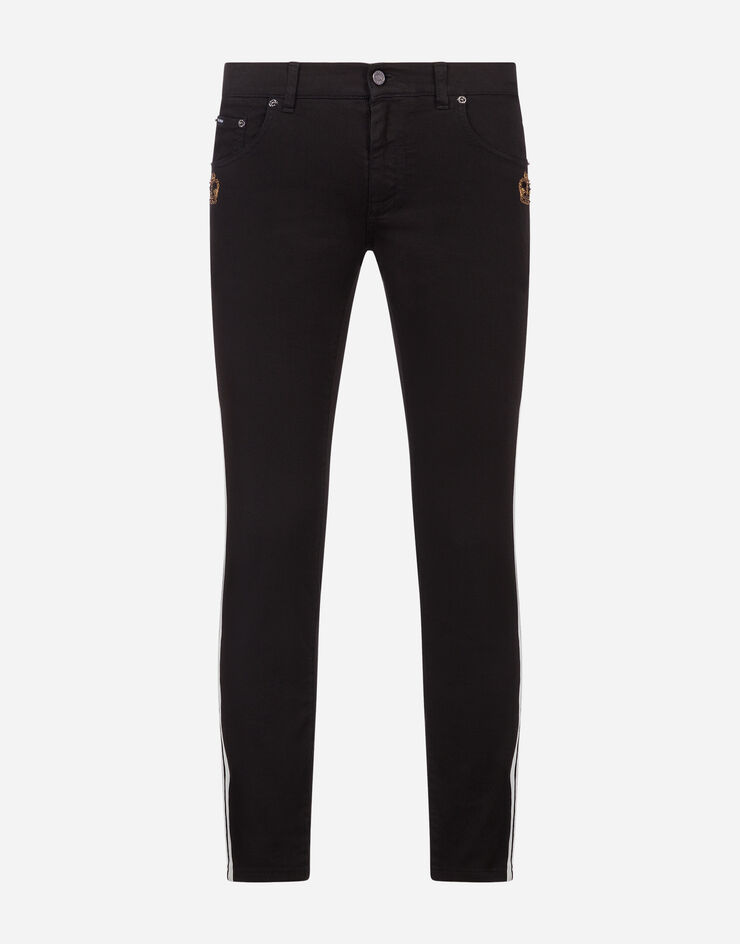 Dolce & Gabbana Stretch skinny jeans with strips and patch BLUE GYC4LZG8BW8