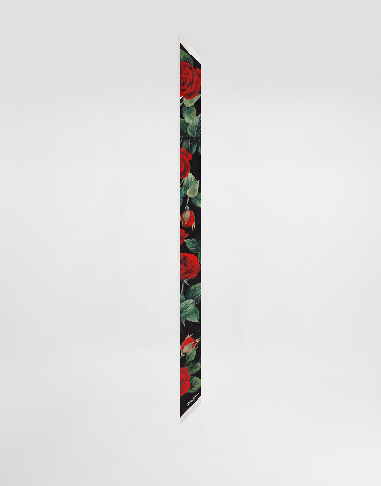 Dolce & Gabbana Jacquard twill headscarf with DG log and rose print (6x100) Print FS215AGDCQP
