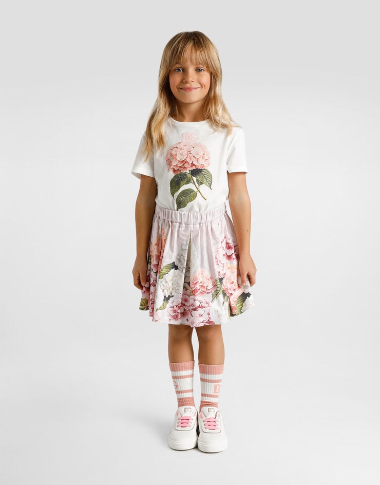 Dolce & Gabbana Jersey t-shirt with print and DG logo White L5JTNKG7P1G