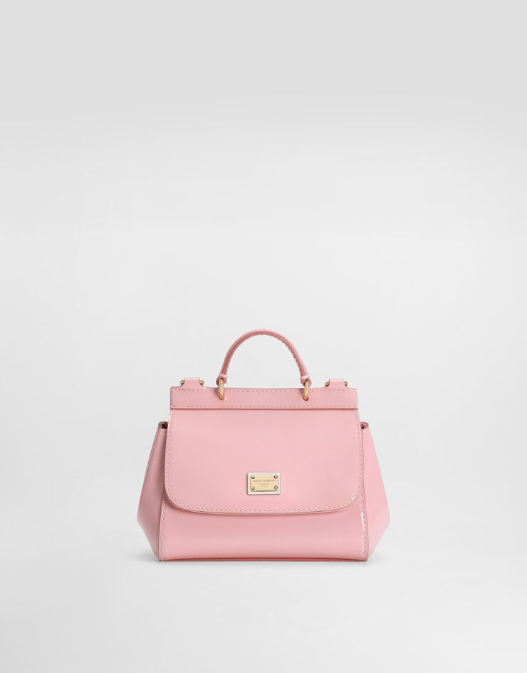 Dolce & Gabbana حقيبة سيسيلي صغيرة من جلد لامع وردي EB0003A1067