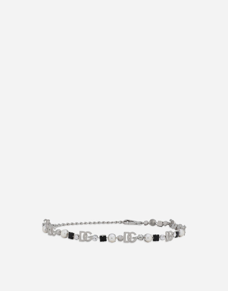 Dolce & Gabbana Belt with rhinestones and DG logo Silver WLO6Z1W1111
