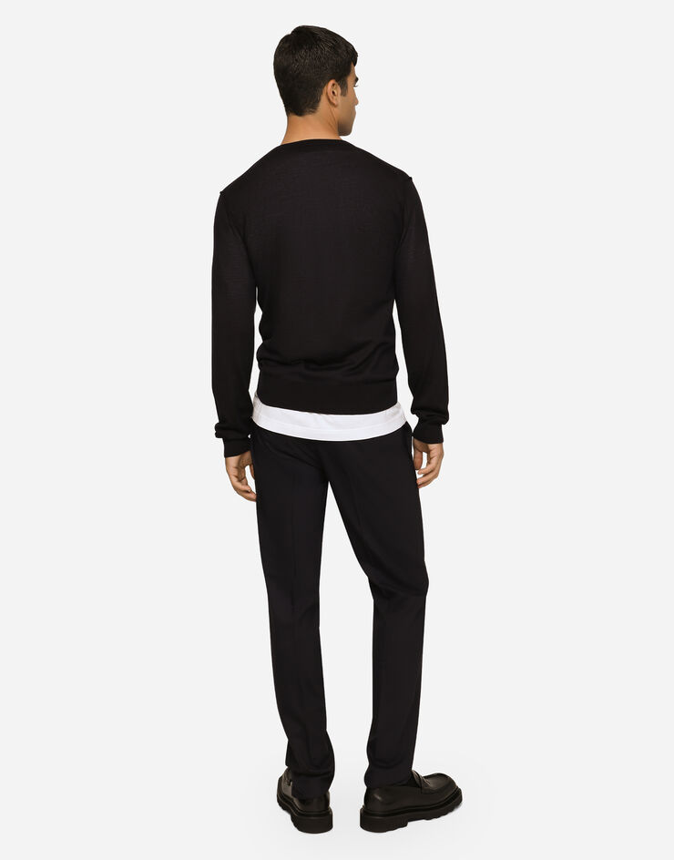 Dolce & Gabbana Crewneck sweater in cashmere Blue GX412TJAWLA