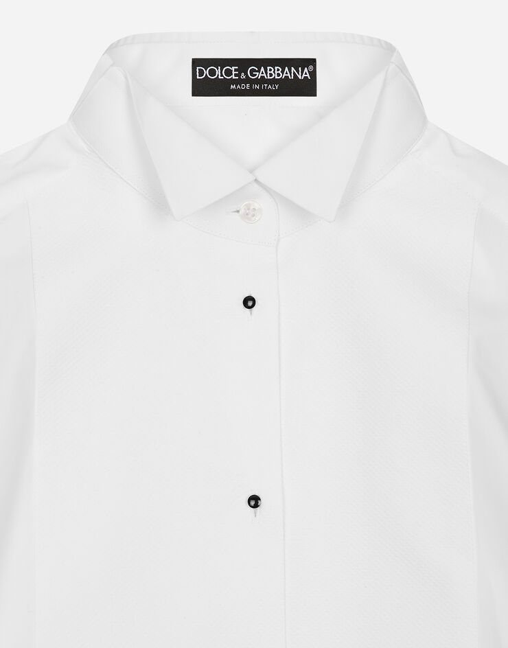 Dolce & Gabbana Cotton poplin shirt with piqué shirt front White F5S96TGDCPO