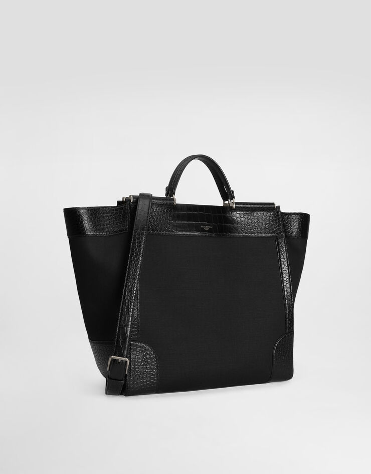 Dolce & Gabbana Calfskin and Panama fabric bag Black BM2478A9C21