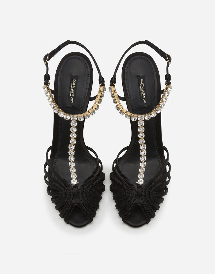 Dolce & Gabbana Satin sandals with jewel application NOIR CR0963A7630