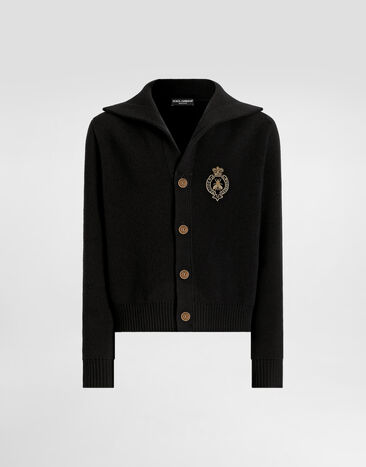 Dolce & Gabbana Virgin wool cardigan with embroidery Black GXVGPZJDVGI
