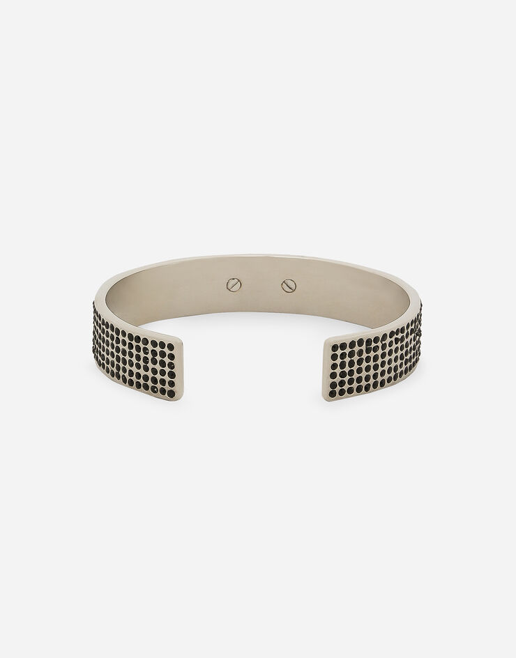 Dolce&Gabbana Rigid bracelet with rhinestones and logo tag Silver WBP7T2W1111