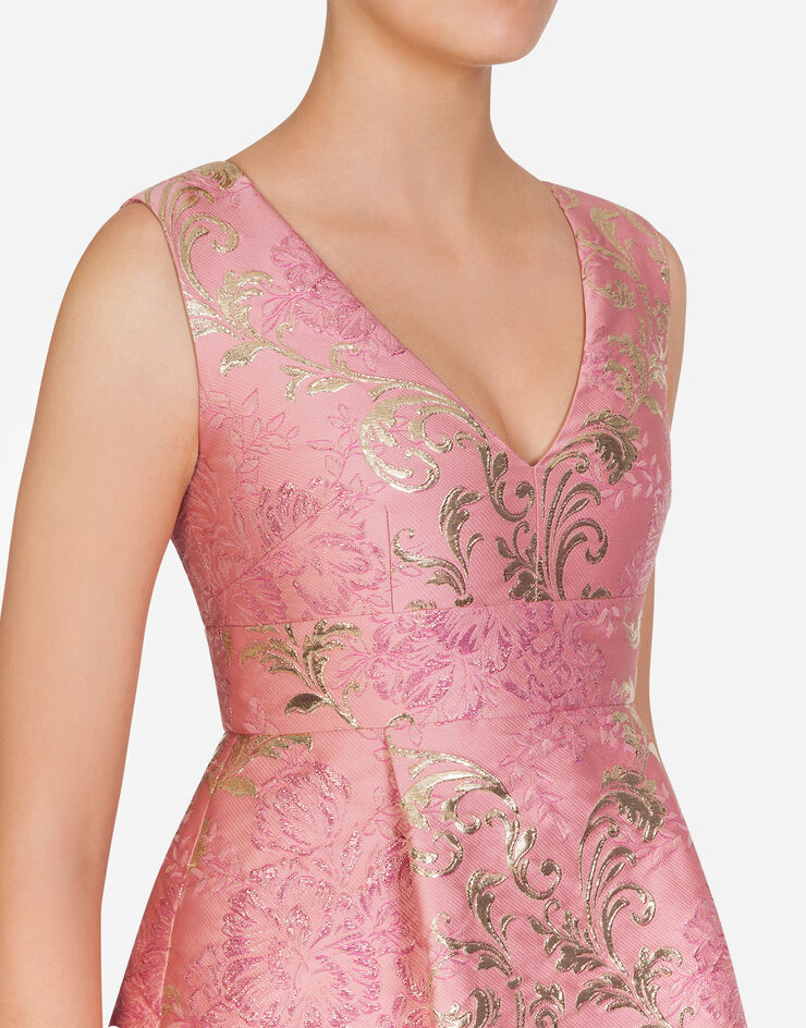 Dolce & Gabbana SHORT FLORAL JACQUARD LAMÉ DRESS ROSA F6E4OTHJMJN