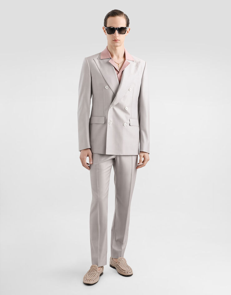 Dolce & Gabbana Deconstructed double-breasted wool and silk suit Pink GK021TFU3H1