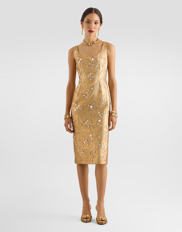 Dolce & Gabbana Jacquard dress with embroidery Multicolor F620NZGDD0V