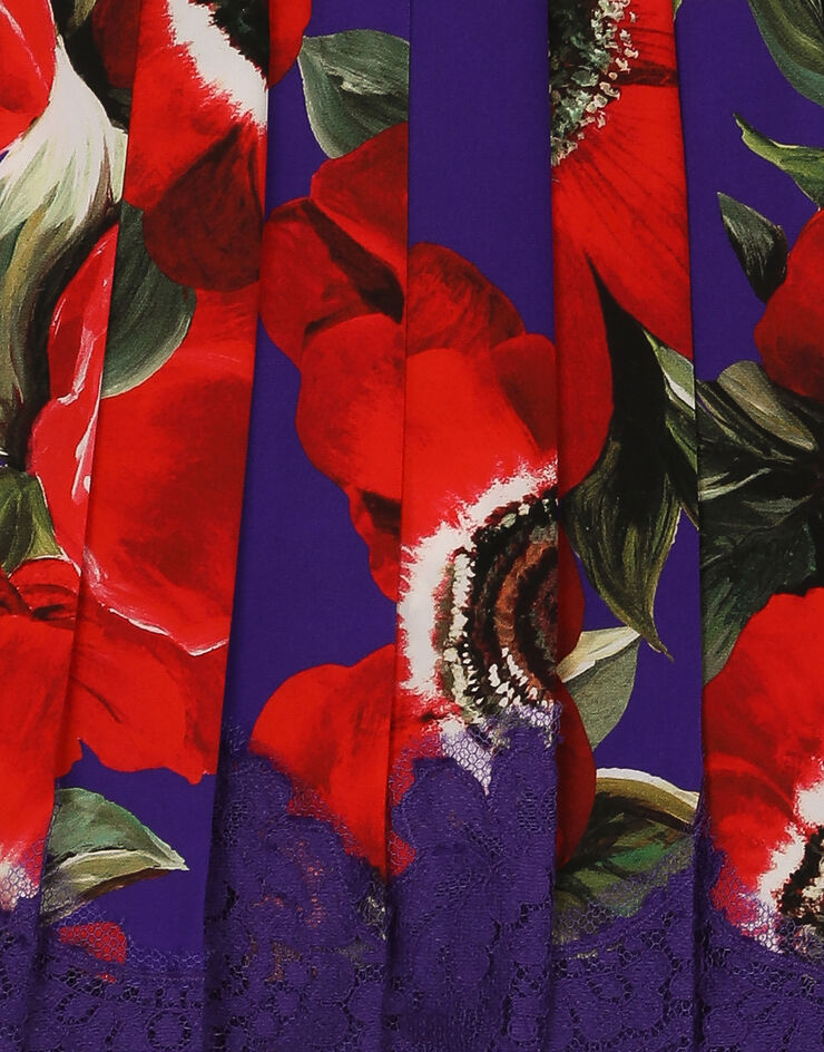 Dolce & Gabbana Юбка миди из шармеза с цветочным принтом ветрениц принт L54I98FSA6Q