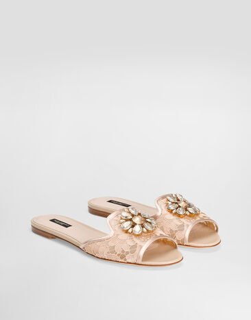 Dolce & Gabbana Mules rainbow en dentelle avec broche Rose CQ0023AG667