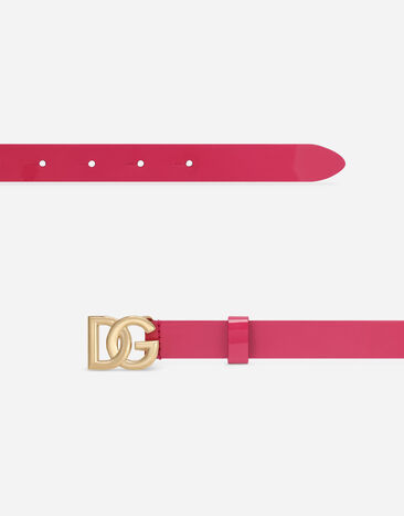 Dolce & Gabbana Patent leather belt with DG-logo buckle Pink EE0062A1471
