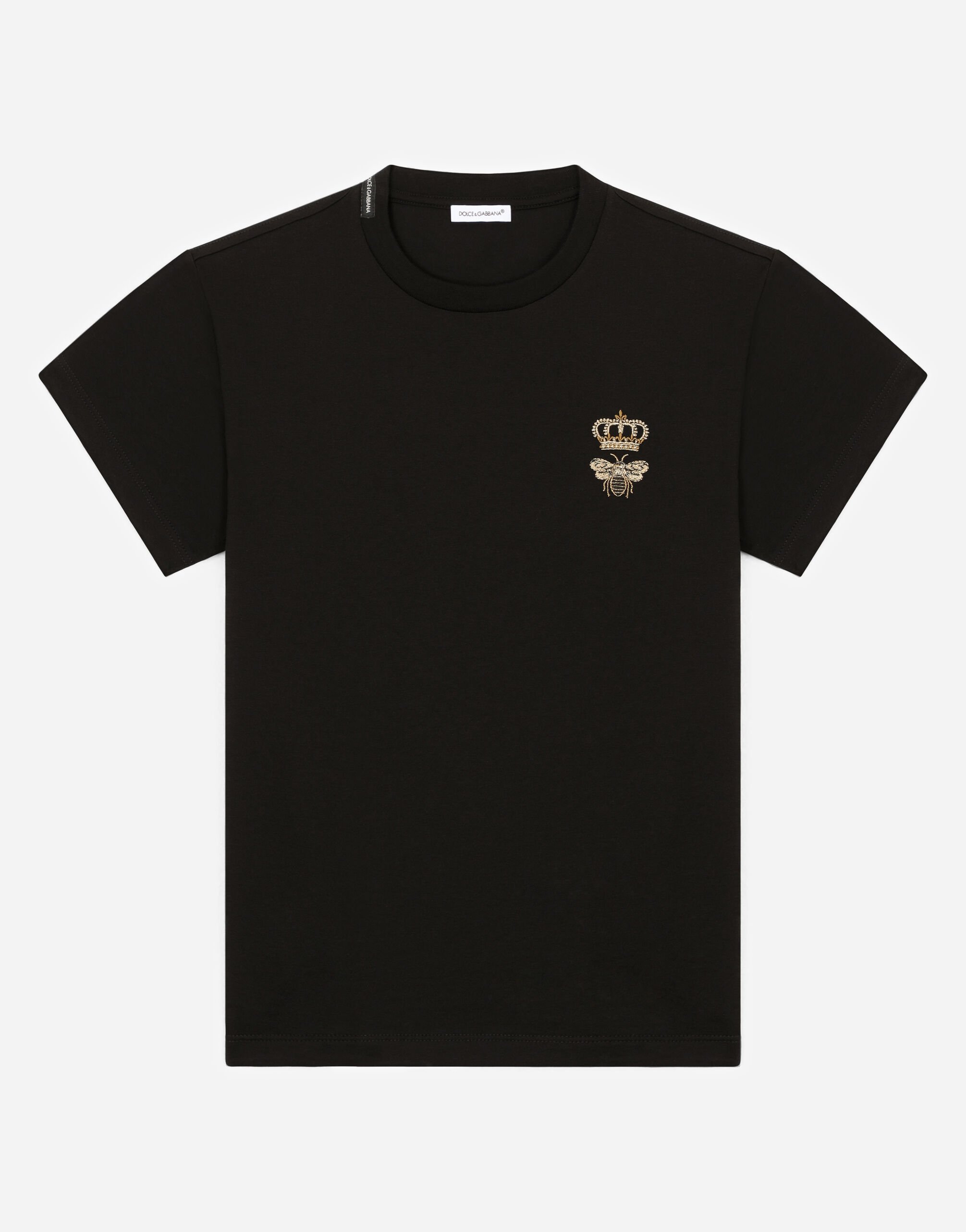 Dolce & Gabbana Jersey T-shirt with bee embroidery Black L4JWDOG7CC9