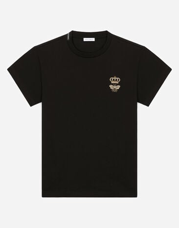 Dolce & Gabbana Jersey T-shirt with bee embroidery Black L4JWDOG7CC9