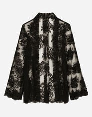 Dolce & Gabbana Floral Chantilly lace kimono shirt Black F7T19TG9798
