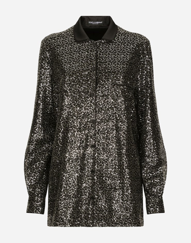 Dolce & Gabbana Camicia in paillettes Nero F5G56TGDB5G