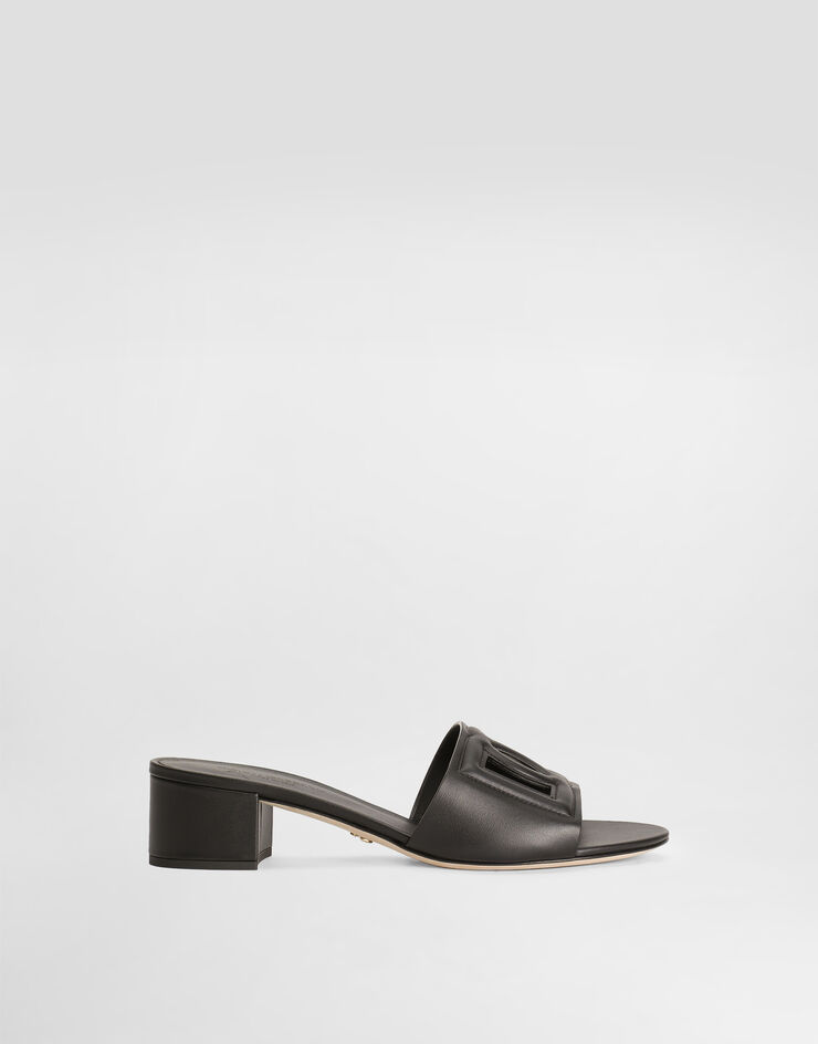 Dolce & Gabbana Pantolette aus Kalbsleder und DG-Logo Schwarz CR1755AY329