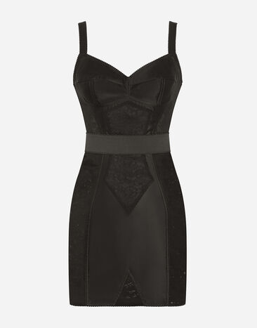 Dolce & Gabbana Minivestido corsetero en raso y encaje Negro F63L9TGDC38