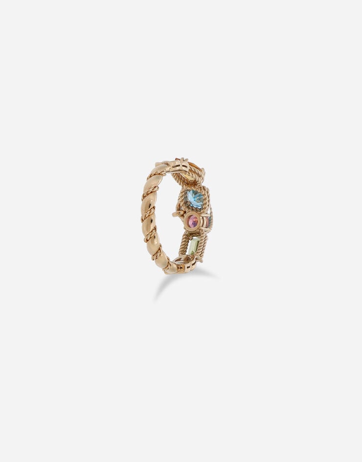 Dolce & Gabbana 18 kt yellow gold ring with multicolor fine gemstones Yellow Gold WRQR1GWMIX1