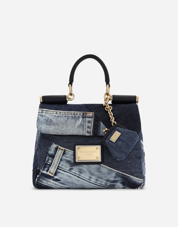 Dolce & Gabbana Kleine Tasche Sicily Soft aus Patchwork-Denim Jeans BB7400AO621