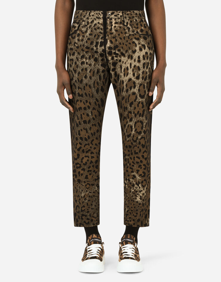 Dolce & Gabbana Loose jeans with DG leopard print Multicolor GYJDADG8EI1