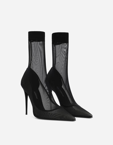 Dolce & Gabbana  Stretch tulle ankle boots Black CT0959AL786