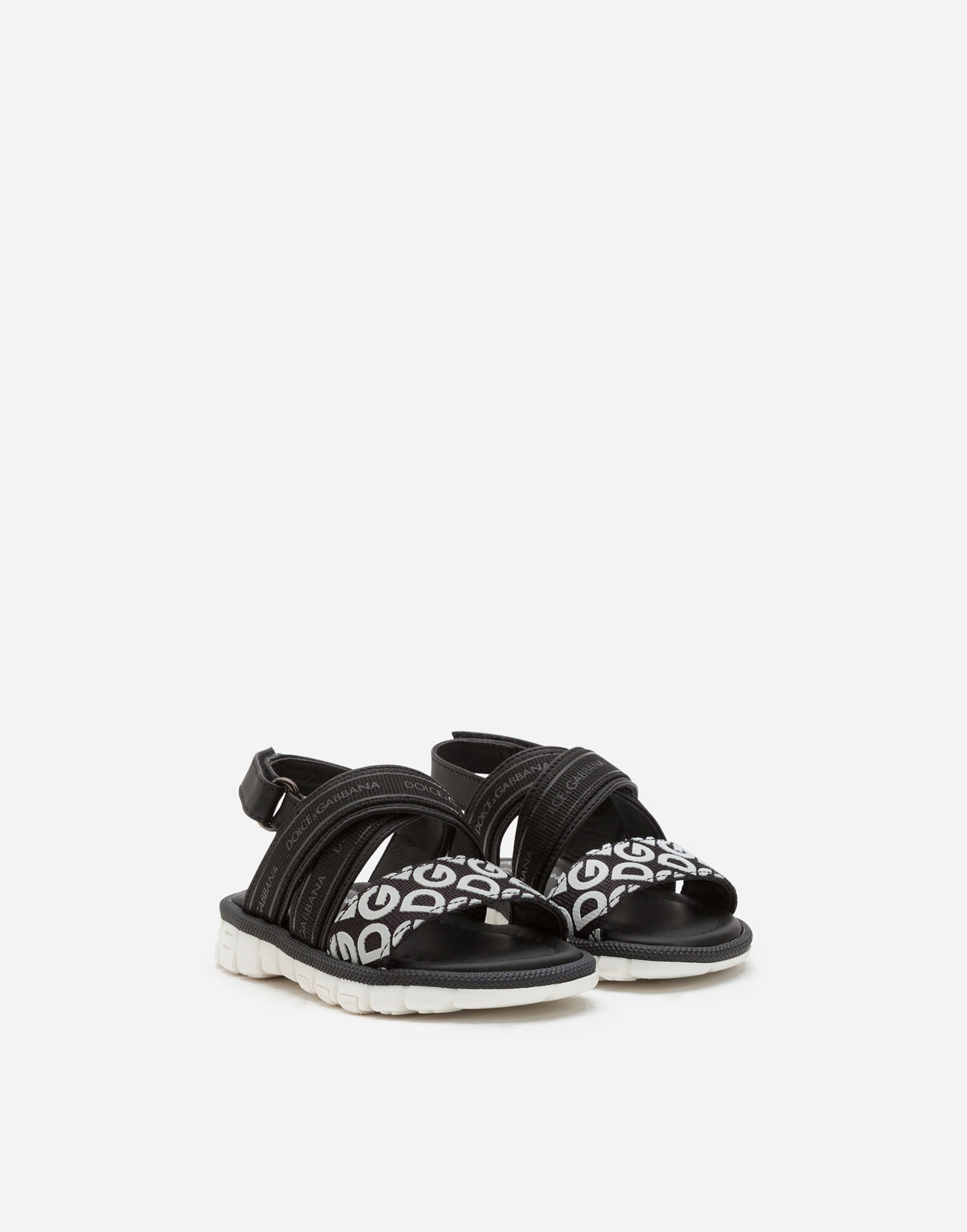 ドルチェアンドガッバーナ/Dolce&Gabbana  BEACH WEAR Beachwear sandals in calfskin with ribbon logo and DG rubber