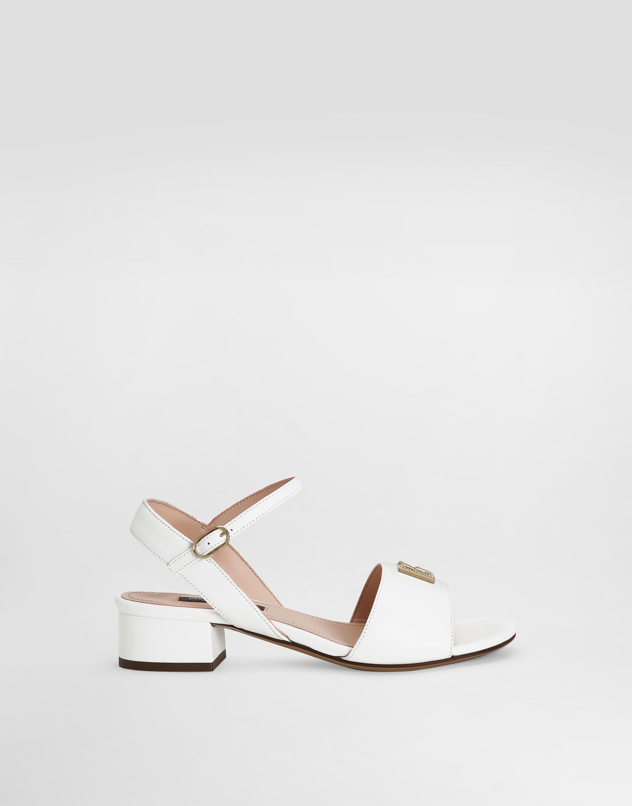 Nappa leather sandals with DG logo in White for Girls | Dolce&Gabbana®