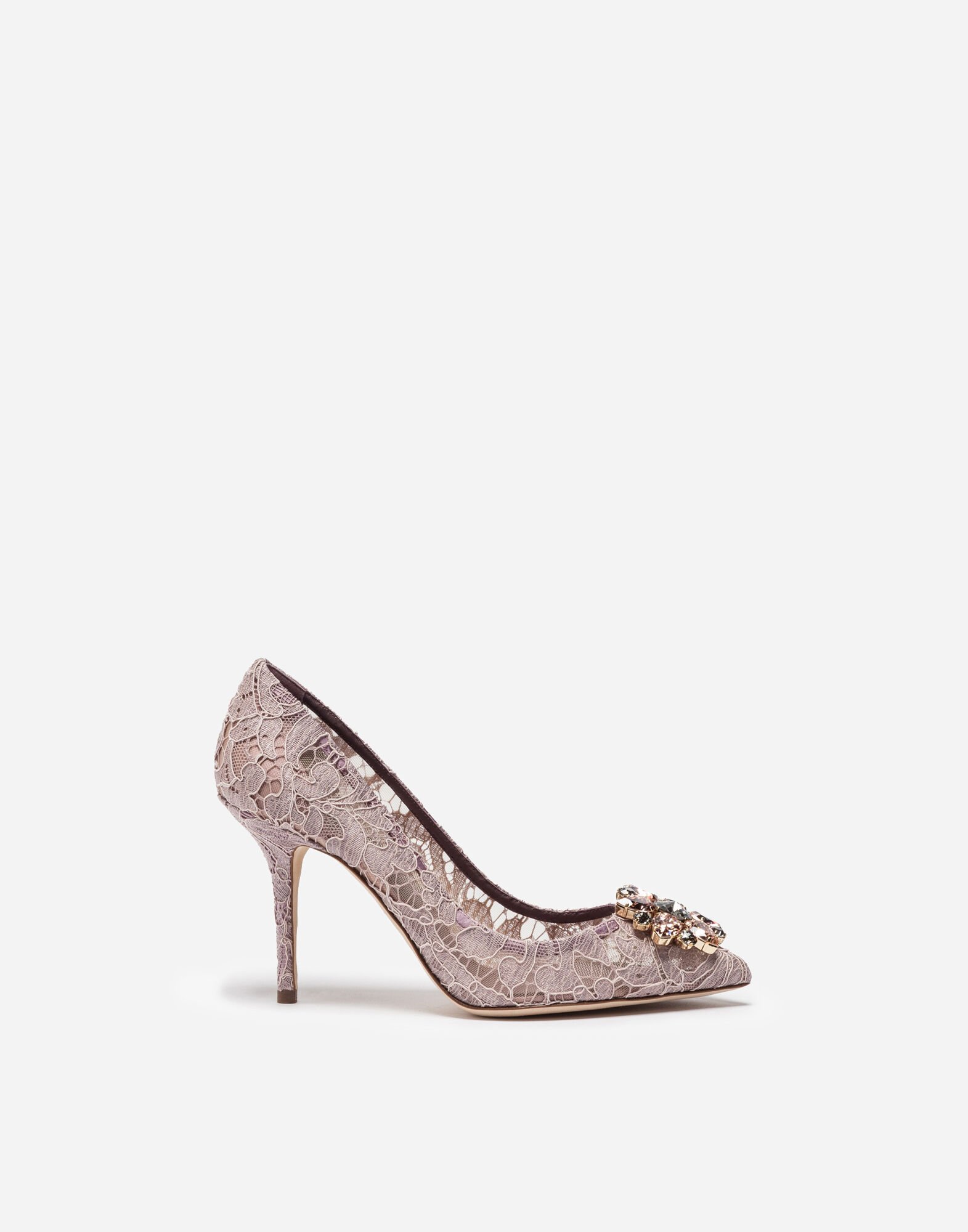 Dolce & Gabbana Lace rainbow pumps with brooch detailing Beige CG0492AQ311