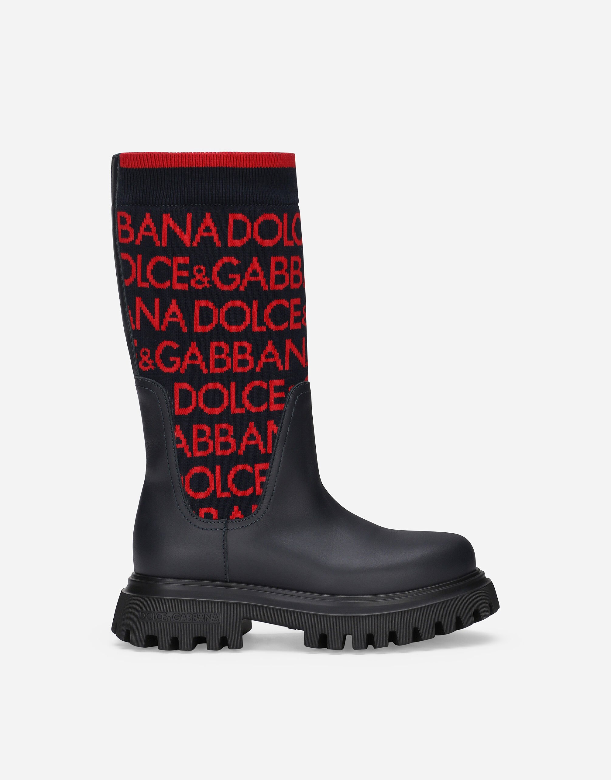 Knit boots with Dolce Gabbana logo in Multicolor for Girls Dolce Gabbana