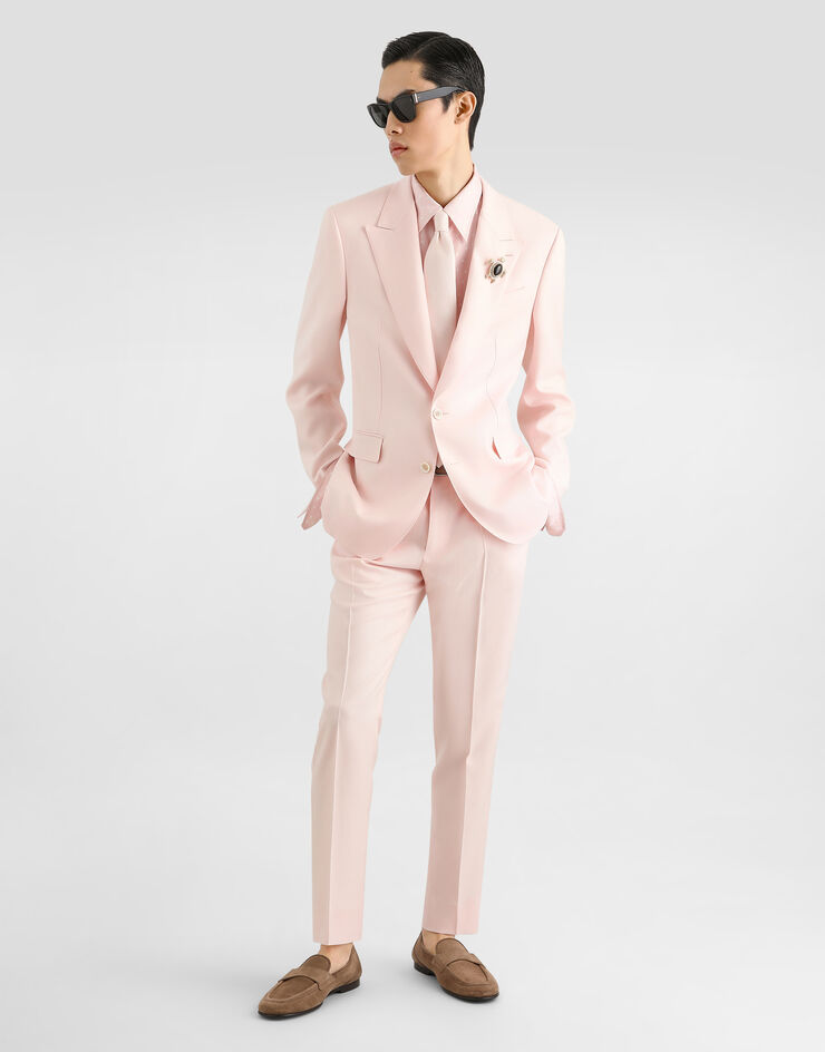 Dolce & Gabbana Veste Sicilia Light en viscose à simple boutonnage Pink G2QS6TFU8CQ